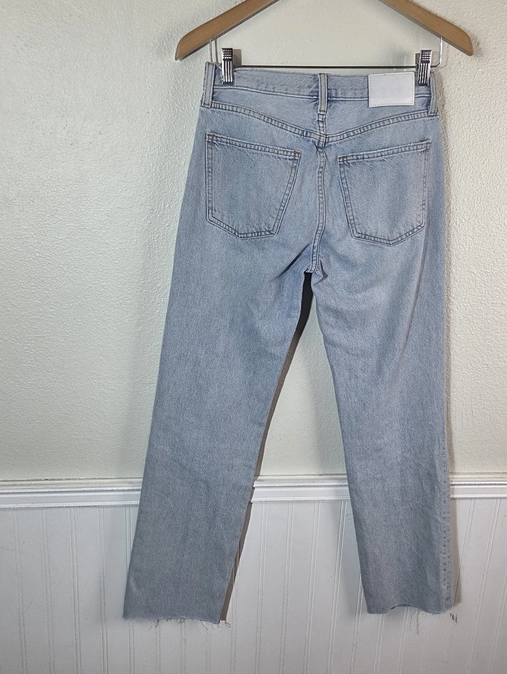 Denim Forum The 90s Joni Lo-Rise Loose Jeans Womens 24 Light Wash Button Fly Raw - Picture 6 of 13